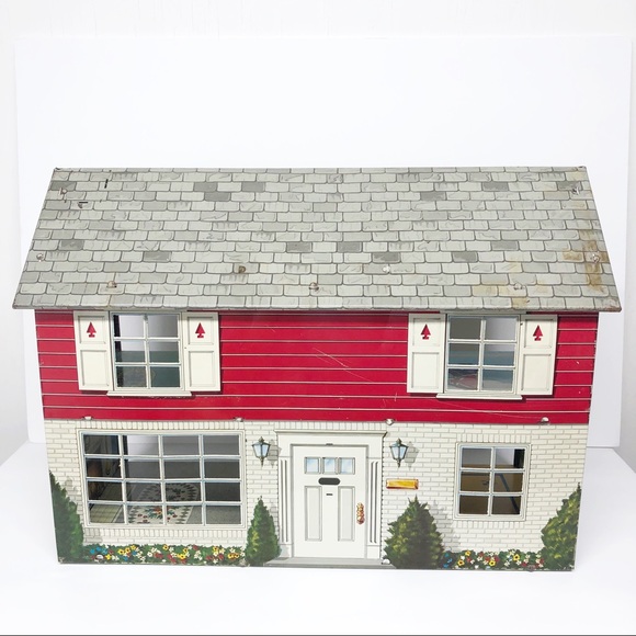 1950’s Litho MARX Tin Metal Two Story Dollhouse